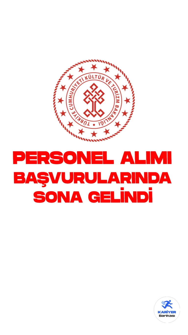 Kültür ve Turizm Bakanlığı 235 personel alımı başvurunda sona gelindi. Bakanlık resmi sayfasından yayımlanan duyuruya göre, Kültür ve Turizm Bakanlığına mimar, mühendis, şehir plancısı, arkeolog, müze araştırmacısı, kütüphaneci, tekniker ve teknisyen ünvanlarında sözleşmeli personel alınacak. Başvurular yarın (24 Eylül) sona erecek. Başvuru yapacak adayların şartları dikkatle incelemesi gerekmektedir.