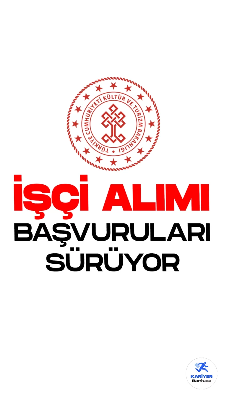 Kültür ve Turizm Bakanlığı Uludağ Alan Başkanlığı işçi alımı için başvuru işlemleri sürüyor. Resmi Gazete'de ve Bakanlık resmi sayfasından yayımlanan duyuruda, Kültür ve Turizm Bakanlığına büro görevlisi, koruma ve güvenlik görevlisi, şoför, teknisyen, destek personeli, avukat, şehir plancısı, mimari peyzaj mimarı, mühendis, biyolog, idari uzman ve iç denetçi pozisyonları için sürekli işçi alımı yapılacağı aktarıldı. Başvuruların 29 Eylül'de sona ereceği kaydedilirken, adayların genel şartların yanı sıra, özel şartları taşıması gerektiğine yer verildi.