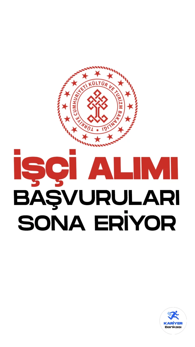 Kültür ve Turizm Bakanlığı işçi alımı başvurularında son günlere girildi. İlgili alım duyurusuna göre, Kültür ve Turizm Bakanlığına büro görevlisi, koruma ve güvenlik görevlisi, şoför, teknisyen, destek personeli, avukat, şehir plancısı, mimari peyzaj mimarı, mühendis, biyolog, idari uzman ve iç denetçi pozisyonları için sürekli işçi alımı yapılacak. Başvurular 29 Eylül'de sona erecek.
