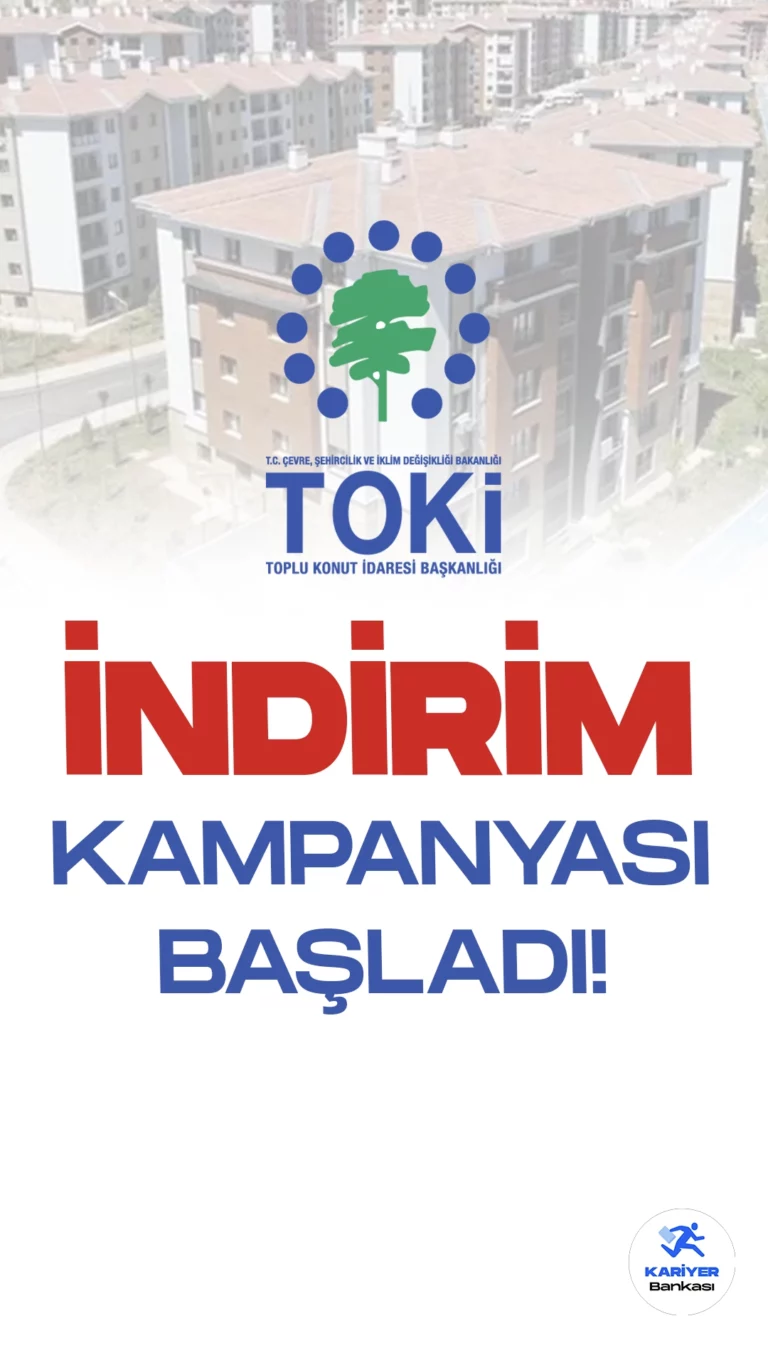 TOKİ İndirim Kampanyası Başladı! TOKİ resmi sayfasından yayımlanan son dakika duyurusuna göre, borcunu erken ödeyip tapusunu hemen almak isteyen konut ve iş yeri alıcılarına yönelik her yıl yapılan indirim kampanyası başvuruları bugün itibarıyla başladı. Başvurular 19 Ekim 2023 tarihine kadar alınacak. İşe TOKİ indirim kampanyasıyla ilgili tüm detaylar..