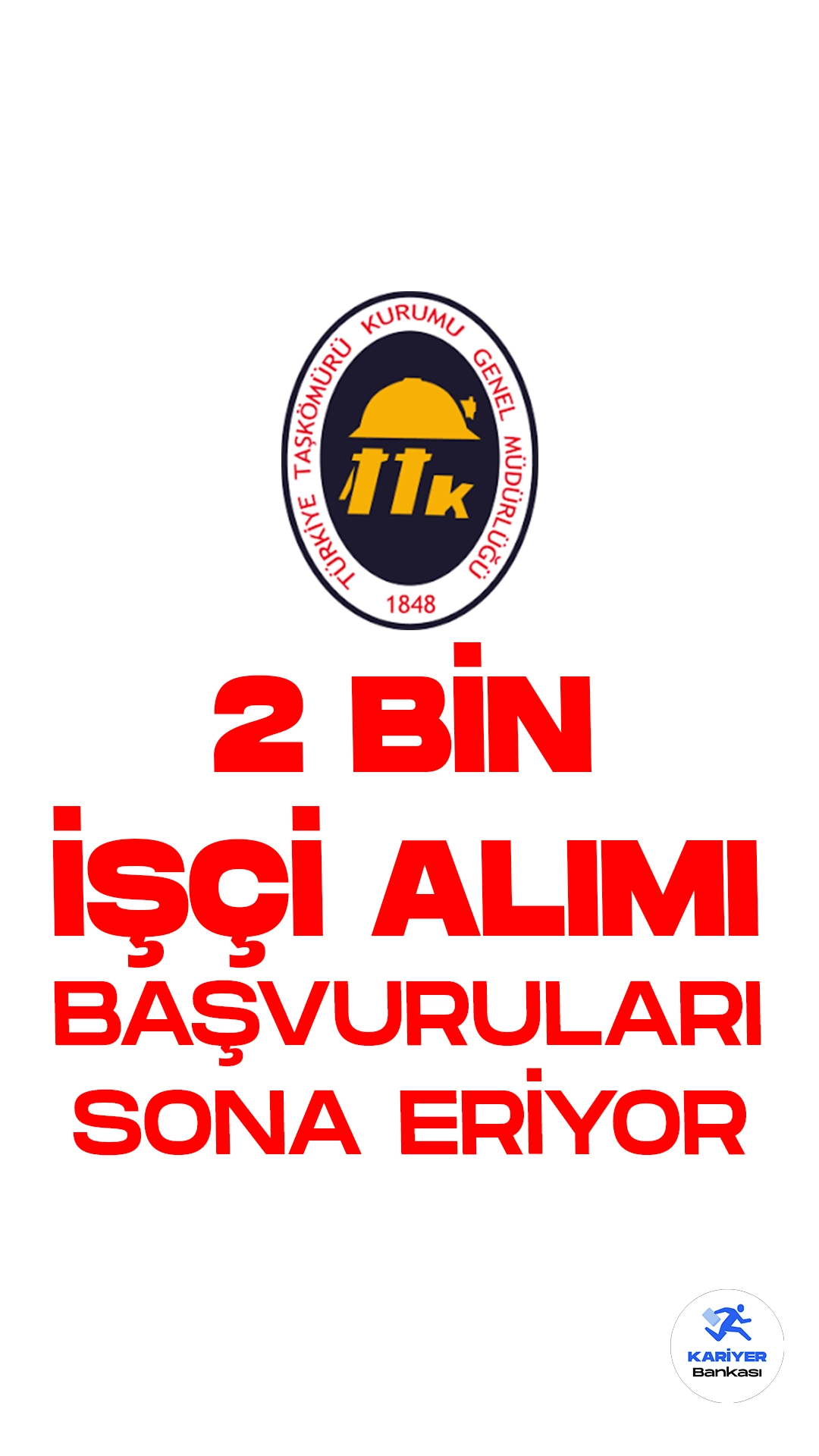 TTK 2 Bin İşçi Alımı Başvurularında Son Saatlere Girildi. Türkiye Taşkömürü Kurumu (TTK) işçi alımı başvurularında sona gelindi. Resmi Gazete'de yayımlanan duyuruya göre, TTK'ya en az ilkokul mezunlarından olmak üzere Zonguldak, Bartın ve Karabük'te istihdam edilmek üzere işçi alımı yapılacak. Başvurular yarın(29 Eylül) sona erecek. Başvuru yapacak adayların şartları dikkatle incelemesi gerekmektedir.