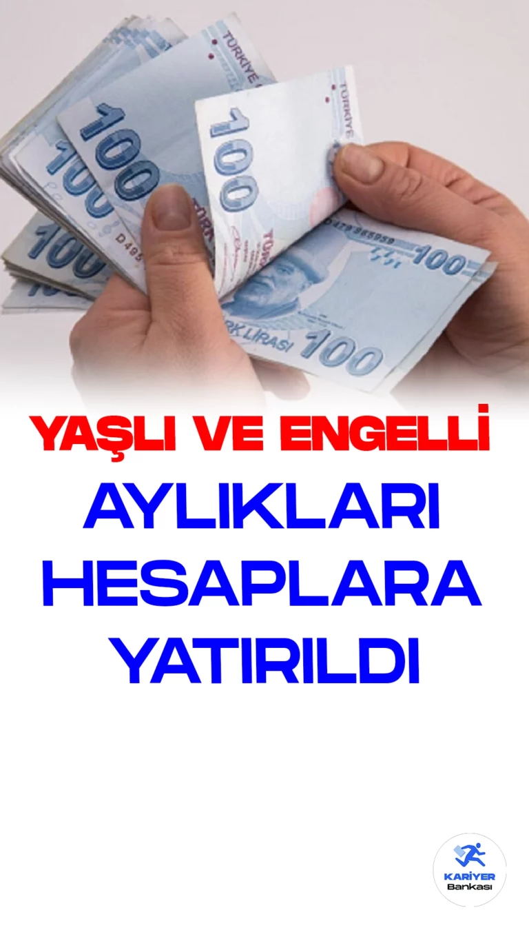 Yaşlı ve Engelli Aylıkları Hesaplara Yatırıldı.Aile ve Sosyal Hizmetler Bakanı Mahinur Özdemir Göktaş, yaşlı ve engelli aylıklarıyla ilgili açıklama yaptı.Eylül ayında, 3,3 milyar lira tutarında yaşlı ve engelli aylığı ödemesini hak sahiplerinin hesaplarına yatırdığını açıkladı.