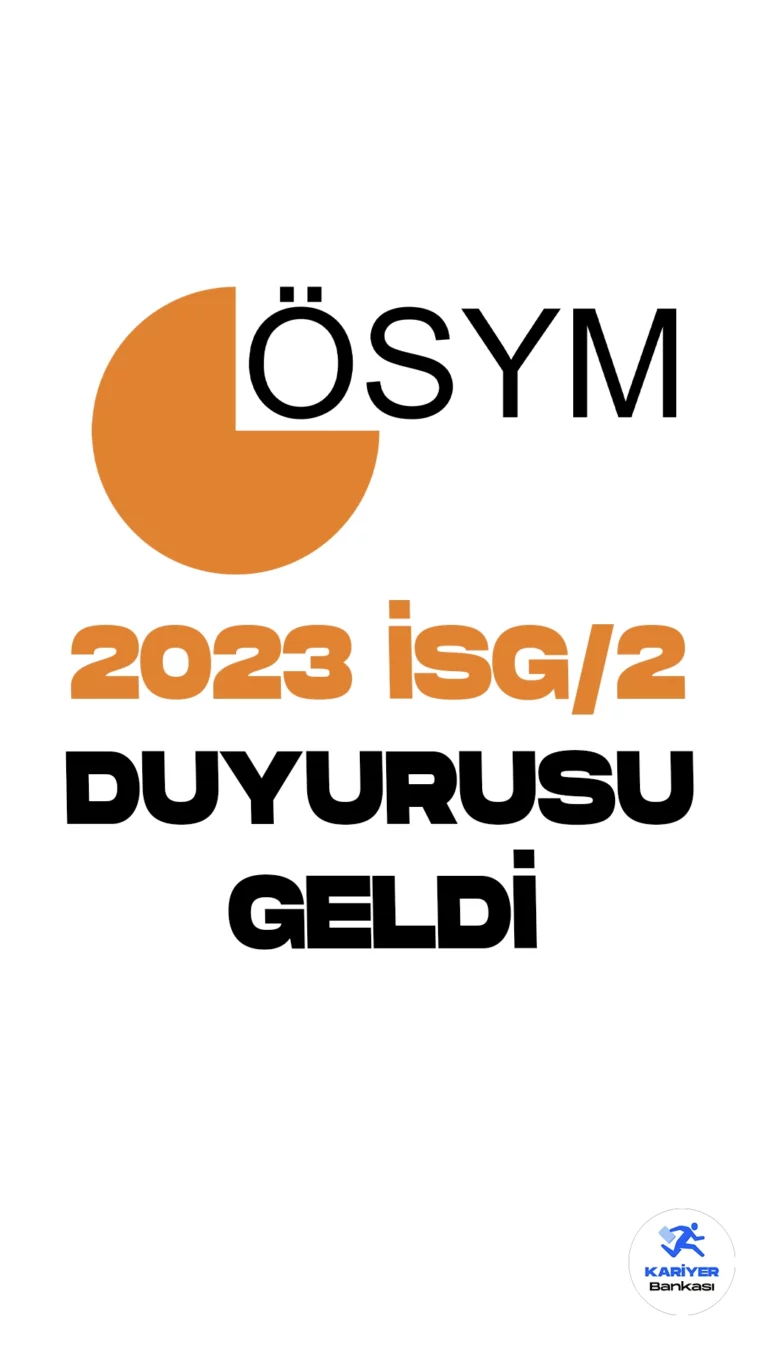 2023-İSG/2 Başvuruları Alınacak. ÖSYM web sayfası üzerinden yayımlanan son dakika duyurusuna göre, 2023 İş Sağlığı ve Güvenliği Genel Müdürlüğü İş Yeri Hekimliği ve İş Güvenliği Uzmanlığı Sınavı için başvuruların alınmaya başladığı aktarıldı. Başvuru işlemlerinin ÖSYM'nin https://ais.osym.gov.tr adresi üzerinen gerçekleştirileceği kaydedildi.