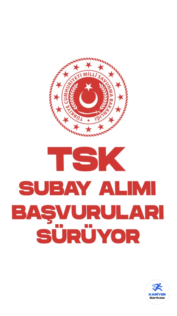 TSK 2023 Yılı Dış Kaynaktan Subay Alımı Başvuruları Sürüyor. Milli Savunma Bakanlığı resmi sayfasından yayımlanan duyuruda, Türk Silahlı Kuvvetlerine (TSK) 2023 yılı dış kaynaktan tabip, diş tabibi ve özel nitelikli beden eğitimi öğretmeni subay adayı temin edileceği aktarıldı. Başvuru yapacak adayların genel ve özel şartları sağlaması gerekmektedir. Başvuru işlemleri 8 Ekim 2023 tarihinde sona erecek.