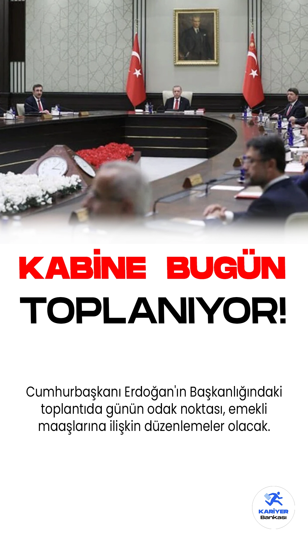Cumhurbaşkanlığı Kabinesi Bugün Beştepe'de Toplanıyor.Bugün Beştepe'de toplanacak olan Cumhurbaşkanlığı Kabinesi, Türkiye'nin önemli gündem maddelerini masaya yatıracak. Cumhurbaşkanı Erdoğan'ın Başkanlığındaki toplantıda günün odak noktası, emekli maaşlarına ilişkin düzenlemeler olacak.