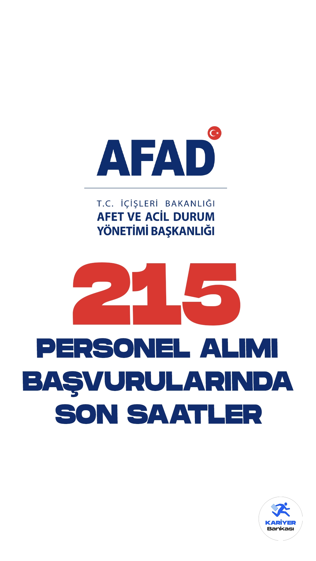 AFAD personel alımı başvurularında sona gelindi. Resmi Gazete’de yayımlanan duyuruda, İçişleri Bakanlığı Afet ve Acil Durum Yönetimi Başkanlığına (AFAD) sınavla arama ve kurtarma teknisyeni alınacağı aktarılmıştı.Başvurular bugün(17 Ekim) sona erecek. Başvuru yapacak adayların şartları dikkatle incelemsi gerekmektedir.