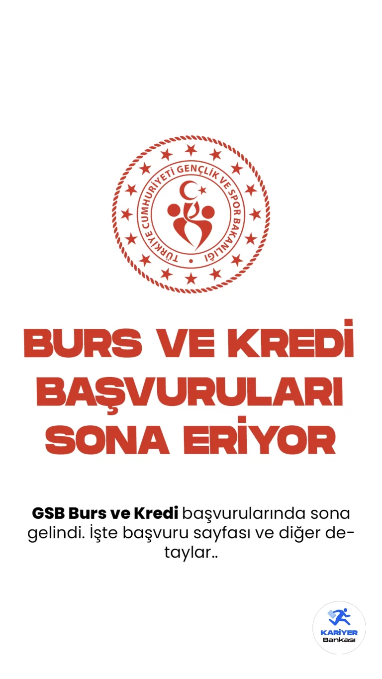GSB Burs ve Öğrenim Kredisi Başvuruları Sona Eriyor. Gençlik ve Spor Bakanlığı burs ve öğrenim kredisi başvurularında sona gelindi. 12 Ekim'de başlayan KYK burs ve kredi başvuruları 19 Ekim saat 23:59'da sona erecek.