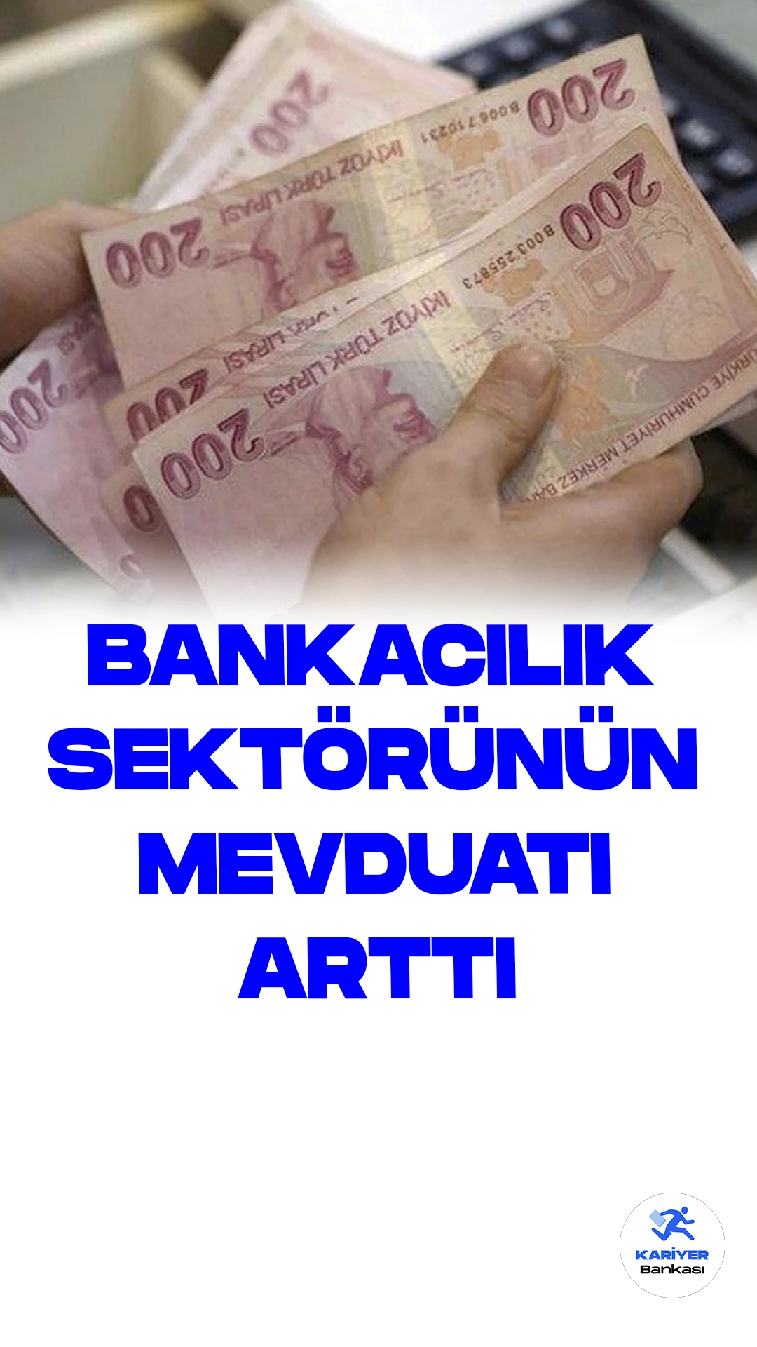 Bankacılık Sektörünün Toplam Mevduatı Rekor Bir Artışla 13.7 Trilyon Liraya Ulaştı.Türkiye'nin bankacılık sektörü, son haftada 25.9 milyar lira artışla toplam mevduatı 13 trilyon 717.6 milyar lira seviyesine taşıdı. Türkiye Cumhuriyet Merkez Bankası (TCMB), haftalık para ve banka istatistiklerini kamuoyuna duyurdu.