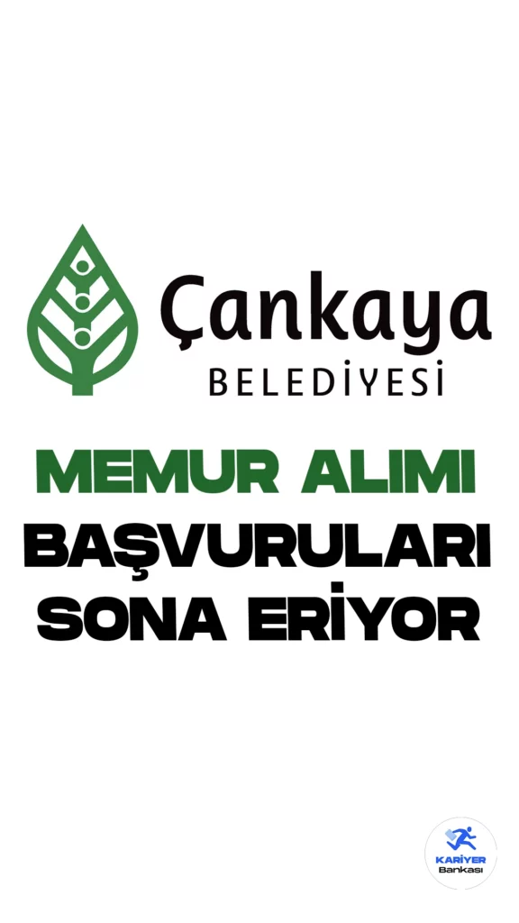 Çankaya Belediyesi memur alımı başvurularında sona gelindi. Cumhurbaşkanlığı Strateji ve Bütçe Başkanlığı Kamu İlan sitesinde yayımlanan duyuruda, Çankaya(Ankara) Belediyesi VHKİ, veznedar, tahsildar, memur, çocuk eğitimcisi, hizmetli ve zabıta memuru pozisyonları için memur alımı yapılacağı aktarıldı.Başvurular yarın (27 Ekim) sona eriyor.Başvuru yapacak adayların genel ve özel şartları sağlaması gerekmektedir.