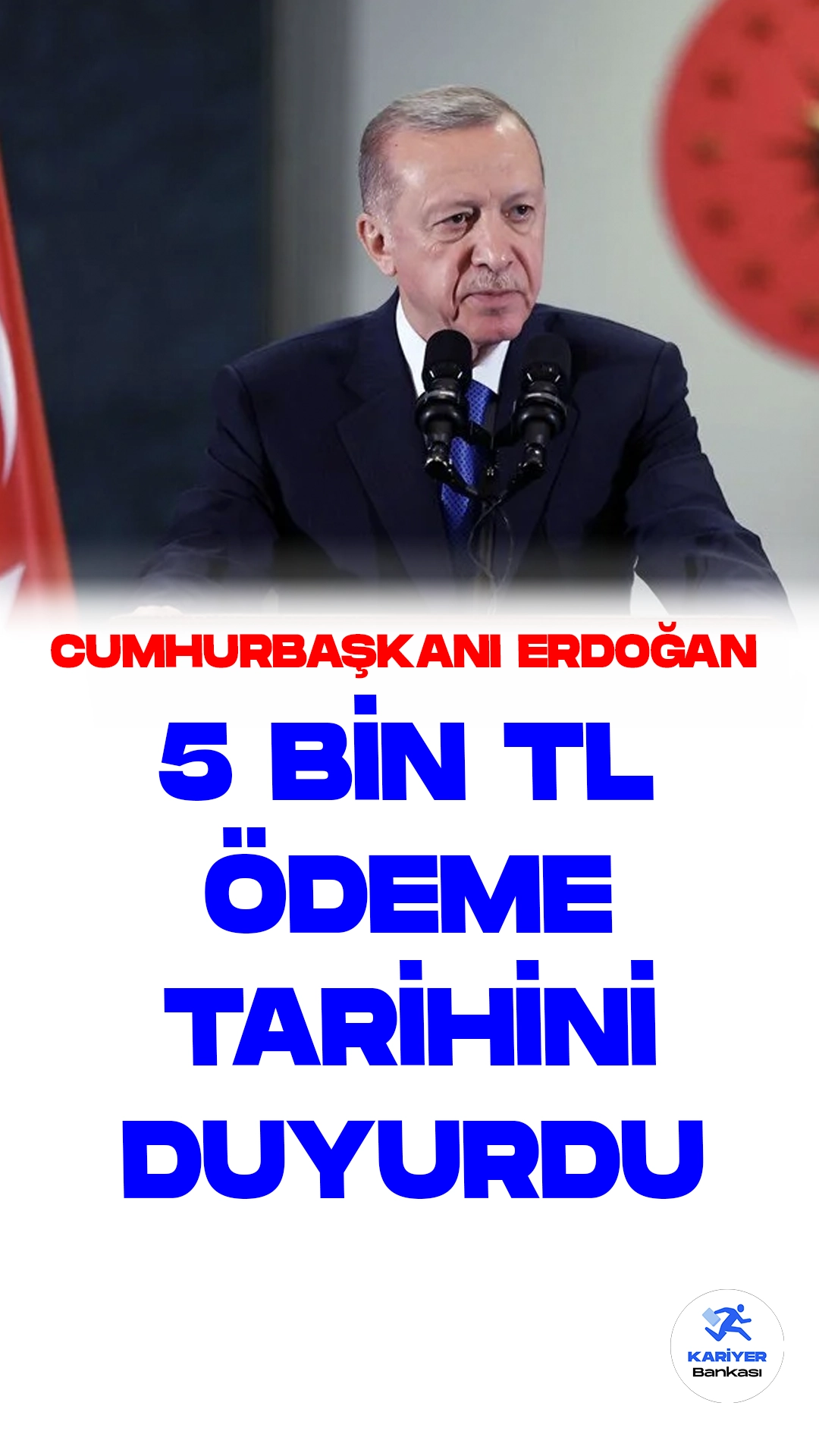 Cumhurbaşkanı Recep Tayyip Erdoğan Emeklilere 5 Bin Lira Ödeme Müjdesi Verdi.Cumhurbaşkanı Recep Tayyip Erdoğan, emeklilere yönelik müjdeli bir verdi.Kabine toplantısı sonrası yapılan açıklamada, emeklilere bir defaya mahsus olmak üzere 5 bin lira ödeme yapılacağını duyurdu.