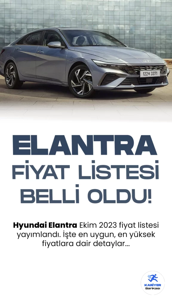 Hyundai Elantra Ekim 2023 Fiyat Listesi Yayımlandı.Hyundai'nin yeni Elantra modeli otomobil dünyasına çarpıcı bir giriş yaptı. Yeni Elantra, modern tasarımı ve yüksek performansıyla dikkat çekiyor. Modelin öne çıkan özelliklerinden biri, zarif ve keskin hatlara sahip olan dış tasarımıdır. Aerodinamik yapı, yakıt verimliliğini artırırken, LED farlar ve stop lambalarıyla da şık bir görünüm sunuyor.