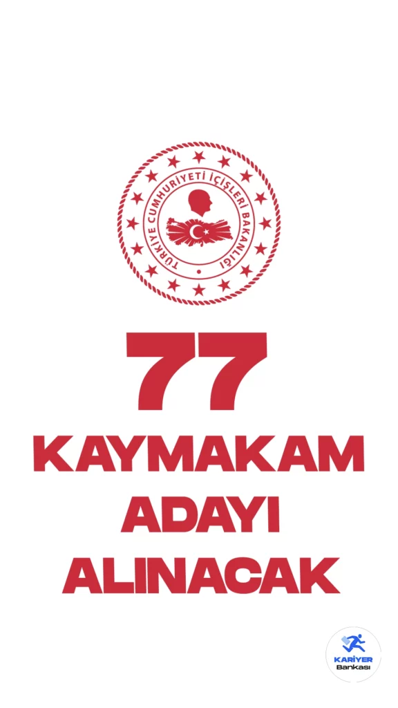İçişleri Bakanlığı kaymak adayı alımı duyurusu yayımlandı. Resmi Gazete'de ve Cumhurbaşkanlığı SBB'de yayımlanan duyuruya göre, İçişleri Bakanlığı Mülki İdare Amirliği Hizmetleri Sınıfı’na sınavla 77 kaymakam adayı alınacak.Başvuru yapacak adayların sınava katılma şartlarını dikkatle incelemesi gerekmektedir.