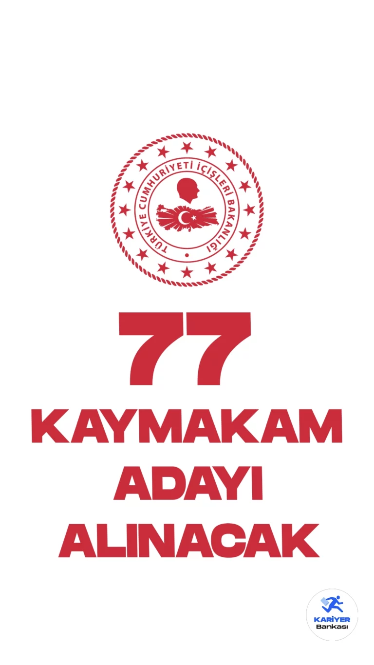 İçişleri Bakanlığı kaymak adayı alımı duyurusu yayımlandı. Resmi Gazete'de ve Cumhurbaşkanlığı SBB'de yayımlanan duyuruya göre, İçişleri Bakanlığı Mülki İdare Amirliği Hizmetleri Sınıfı’na sınavla 77 kaymakam adayı alınacak.Başvuru yapacak adayların sınava katılma şartlarını dikkatle incelemesi gerekmektedir.