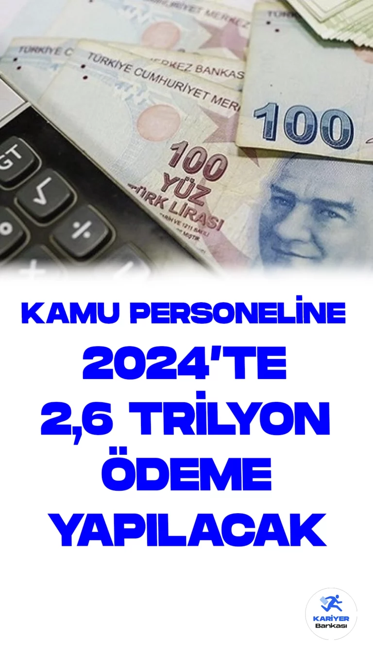 Kamu Personeline 2024'te 2,6 Trilyon Lira Ödeme Yapılacak.2024 yılına dair kamu idarelerinin bütçesi açıklandı ve kamu personeline yapılacak ödeme miktarları belli oldu. Toplamda 11 trilyon 89 milyar liralık bütçeden yüzde 23'ü personel giderlerine ayrıldı. İşte bu önemli bütçe dağılımına dair detaylar: