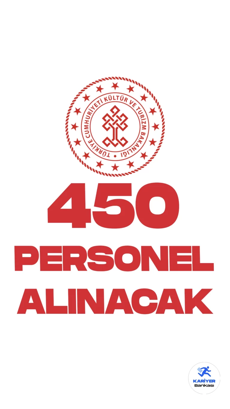 Kültür ve Turizm Bakanlığı personel alımı duyurusu yayımlandı. Cumhurbaşkanlığı SBB ve Bakanlık resmi sayfasından yayımlanan duyurularda, "Kültür ve Turizm Bakanlığı Güzel Sanatlar Genel Müdürlüğünce, Adana, Ankara, Antalya, Bursa, Diyarbakır, Edirne, Elazığ, Mersin, İstanbul, İzmir, Konya, Samsun, Sivas, Şanlıurfa illerinde bulunan ve aşağıda yer alan birimlere, 657 sayılı Devlet Memurları Kanunu’nun 4 üncü maddesinin B fıkrası uyarınca 6/6/1978 tarih ve 7/15754 sayılı Bakanlar Kurulu Kararı ile yürürlüğe konulan Sözleşmeli Personel Çalıştırılmasına İlişkin Esaslar’ın ek 8 inci maddesi kapsamında görev yapmak üzere belirtilen branş ve sayıda sözleşmeli sanatçı alınacaktır.