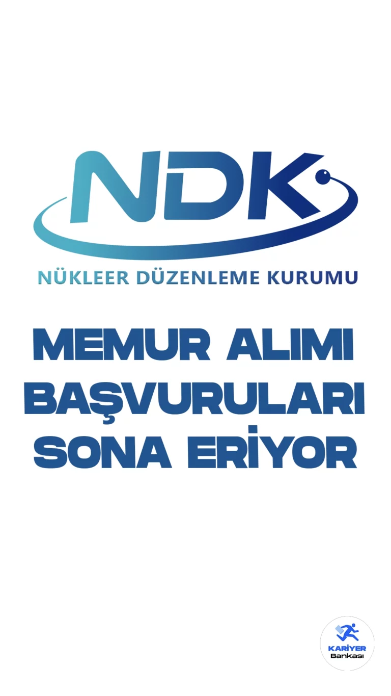 Nükleer Düzenleme Kurumu (NDK) memur alımı başvurularında sona gelindi.İlgili alım duyurusuna göre, Nükleer Düzenleme Kurumu (NDK)  sınavla 27 uzman yardımcısı alacak. Başvuru işlemleri yarın (9 Ekim) sona erecek. Başvuru yapacak adayların genel şartların yanı sıra, özel şartları da dikkatle incelemesi gerekmektedir.