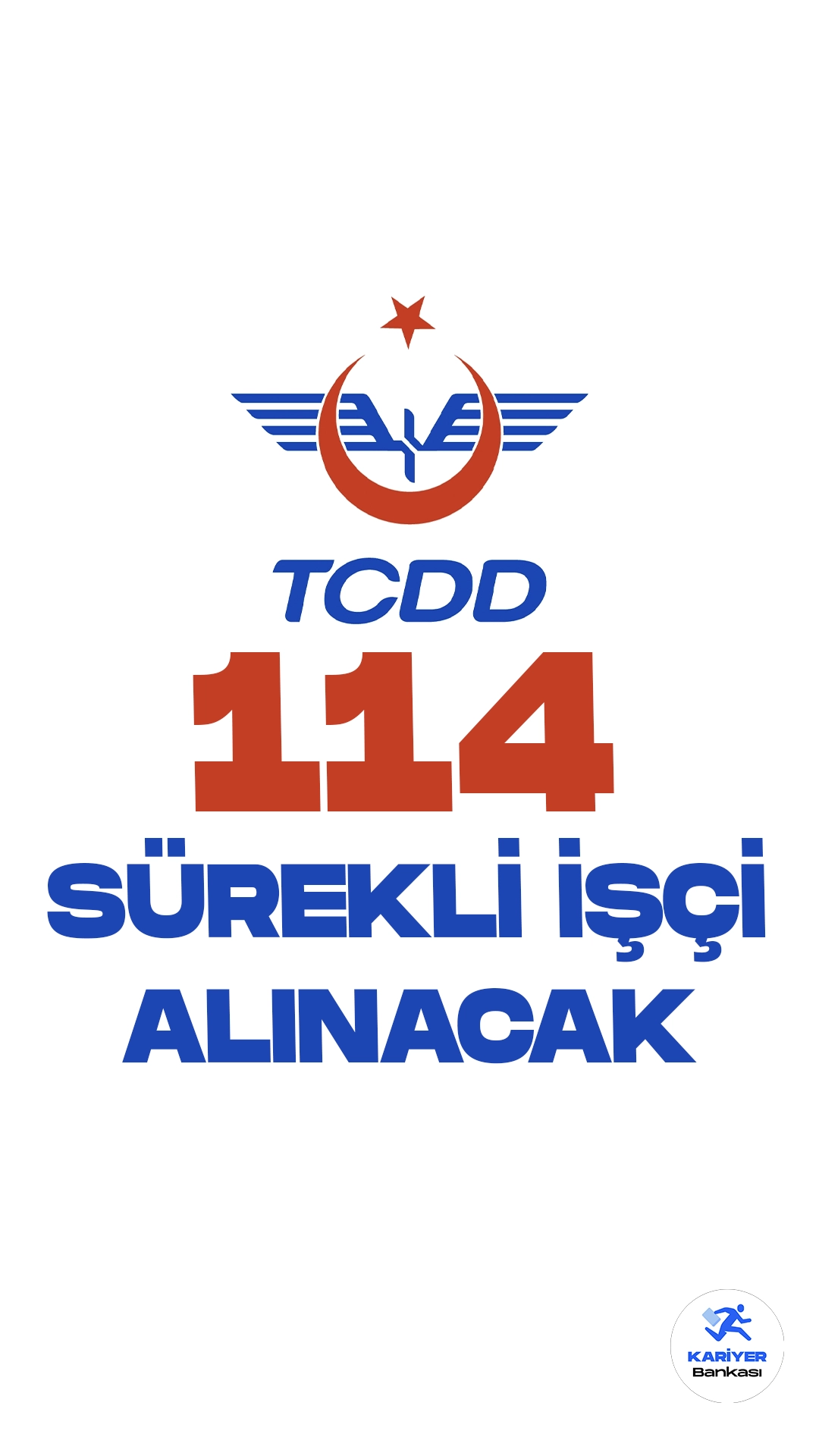 Türkiye Cumhuriyeti Devlet Demiryolları (TCDD) 114 Sürekli İşçi Alımı Yapacak. Resmi Gazete'de yayımlanan duyuruda, TCDD'ye 114 işçi alımı yapılacağı aktarılırdı. Başvurular 30 Ekim itibarıyla başladı. Başvuru yapacak adayların genel şartların yanı sıra, özel şartları da dikkatle incelemesi gerekmektedir.