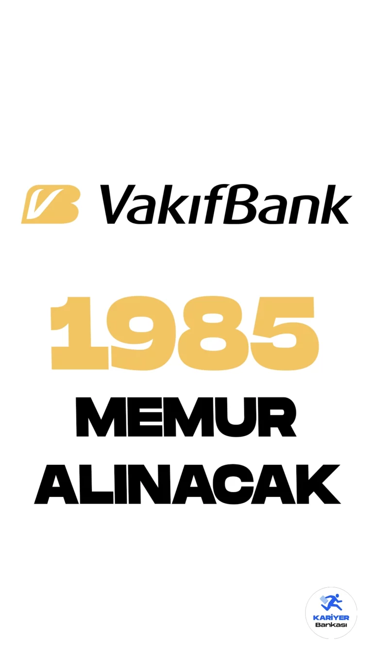 Vakıfbank 1985 Memur Alımı Yapacak. Vakıfbank memur alımı duyurusu yayımlandı. Vakıfbank resmi sayfasından yayımlanan duyuruya göre, Vakıfbank Memur, Müfettiş Yardımcısı, BT Müfettiş Yardımcısı, Kontrolör Yardımcısı, BT Kontrolör Yardımcısı, Uzman Yardımcısı ünvanlarında olmak üzere sınavla memur alımı yapacak. Başvuru yapacak adayların şartları dikkatle incelemesi gerekmektedir.