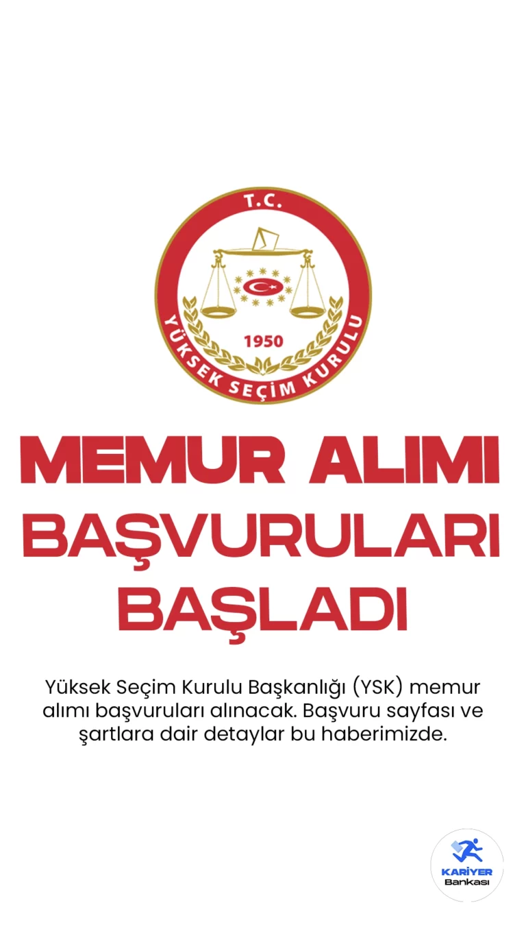 Yüksek Seçim Kurulu Başkanlığı YSK 107 Memur Alımı Başvuruları Alınacak. İlgili alım duyurusuna göre Yüksek Seçim Kurulu Başkanlığın (YSK) merkez ve taşra teşkilatlarında görevlendirmek üzere sekreter, şoför, VHKİ, teknisyen, bekçi, hizmetli ve zabıt katibi pozisyonları için 107 memur alımı yapılacak. Başvuru yapacak adayların belirtilen genel ve özel şartları dikkatle incelemesi gerekmektedir.