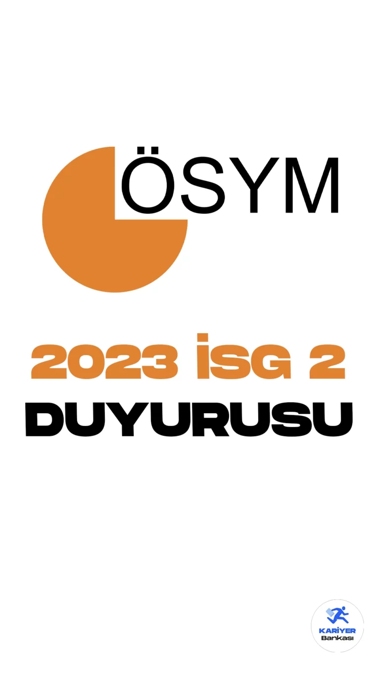 2023 İSG/2: Sınava Giriş Belgeleri Erişime Açıldı. ÖSYM sayfası üzerinden yayımlanan son dakika duyurusunda, 10 Aralık 2023 tarihinde uygulanacak olan 2023 İş Sağlığı ve Güvenliği Genel Müdürlüğü İş Yeri Hekimliği ve İş Güvenliği Uzmanlığı Sınavı’na girecek adayların, sınav giriş belgelerinin erişime açıldığı aktarıldı.