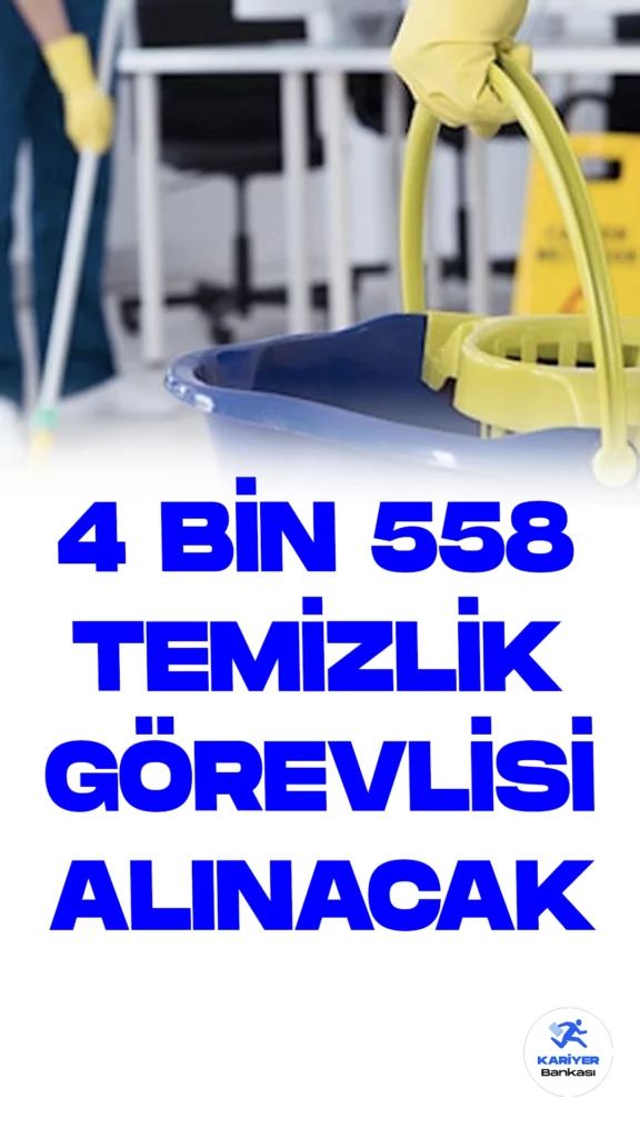 4 bin 558 Temizlik Görevlisi Alınacak. Türkiye İş Kurumu (iŞKUR) web sayfası üzerinden temizlik görevlisi alımı duyuruları yayımlandı. İŞKUR üzerinden yayımlanan duyurulara göre, özel sektör firmaları tarafından 4 bin 558 temizlik görevlisi alımı yapılacak.Başvuru yapacak adaylar en az ilkokul mezuniyet şartı aranıyor.