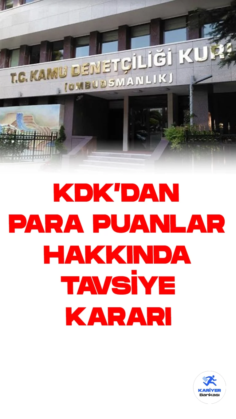 Kamu Denetçiliği Kurumu: Para Puanlar Banka Hesabına Ödenebilir.Kamu Denetçiliği Kurumu (KDK), kredi kartı kullanmayan veya kullanmaya engel durumları bulunan bireylere yönelik maaş promosyonu kapsamındaki para puanlarının hesap kartları üzerinden ödenmesi gerektiği yönünde önemli bir tavsiye kararı verdi.