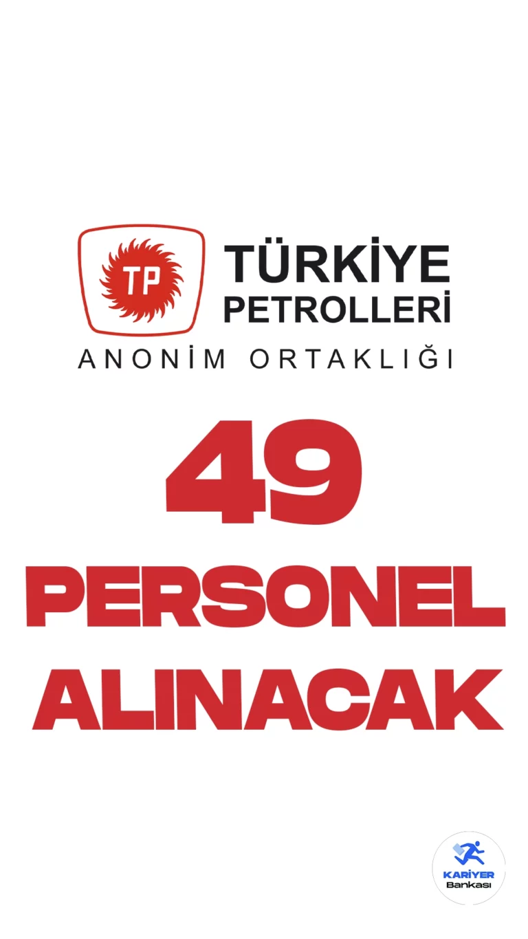 Türkiye Petrolleri Anonim Ortaklığı (TPAO) personel alımı duyurusu yayımlandı. Cumhurbaşkanlığı Strateji ve Bütçe Başkanlığı Kamu ilan sitesinde yayımlanan duyuruda, TPAO'ya elektrikçi, harita teknisyeni, servis görevlisi, inşaat teknisyeni, tesisatçı, iş güvenliği teknisyeni, sistem destekçisi(bilgi sistemleri) arşivci, muhasebe servis görevlisi, tedarik ve lojistik görevlisi, sosyal tesis görevlisi, laboratuvar sorumlusu pozisyonları için personel alımı yapılacağı aktarıldı.