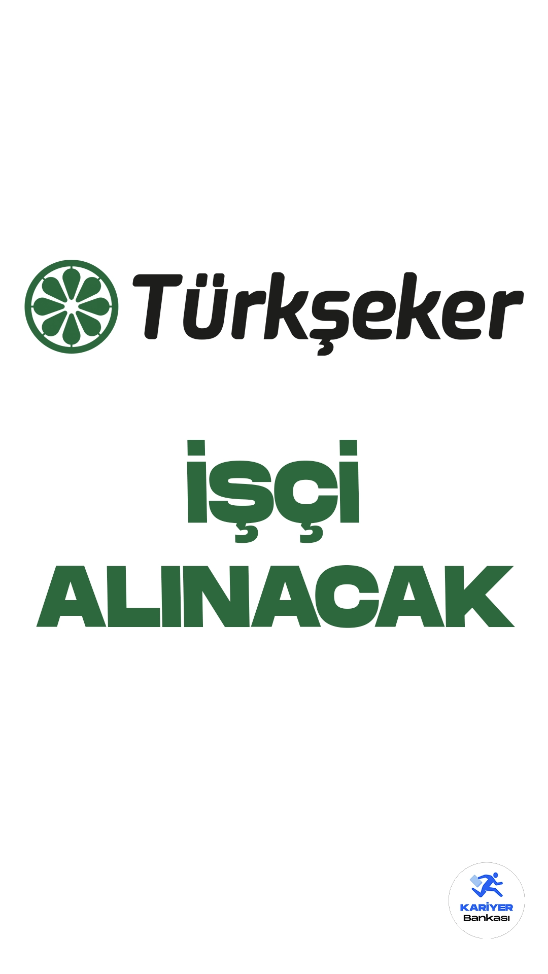 Türkşeker 115 Sürekli İşçi Alımı Yapacak. Türkşeker işçi alımı duyurusu yayımlandı. Cumhurbaşkanlığı SBB'de yayımlanan duyuruya göre, Türkiye Şeker Fabrikaları A.Ş.'ye birçok farklı ünvanda olmak üzere 115 sürekli işçi alımı yapılacak.