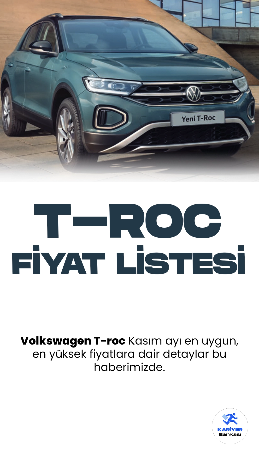 Volkswagen T-Roc Kasım 2023 Fiyat Listesi Yayımlandı.Volkswagen T-Roc, şık tasarımı ve üstün performansıyla dikkat çeken bir araç modeli olarak öne çıkıyor. Alman otomotiv devi Volkswagen tarafından üretilen T-Roc, kompakt SUV segmentinde iddialı bir konuma sahip. Dinamik çizgileri, geniş iç mekanı ve yüksek sürüş konforuyla kullanıcıları cezbetmeyi hedefliyor.