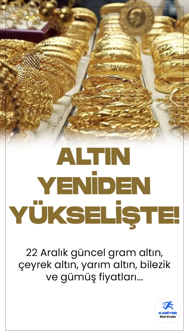 Altın Fiyatları Yeniden Yükselişte! İşte 22 Aralık Altın ve Gümüş Fiyatları…Altın fiyatları sürekli değişmeye devama diyor. Serbest piyasalara bakıldığında gram altın 1.930,12 TL, çeyrek altın 3.257,02 TL’den işlem görürken, yarım altın 6.514,04 TL, tam altın 12.988,24 TL’den satılıyor.