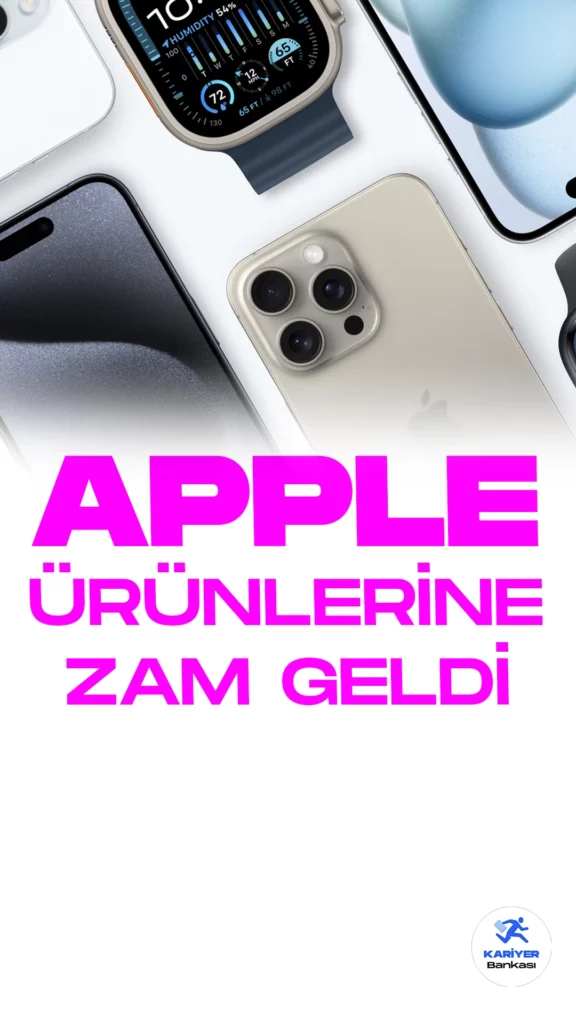 Apple Ürünleri Zam Geldi: İşte Güncel Fiyatlar.Teknoloji alanında dünya devi olan Apple, tüm ürünlerin fiyatlarına aynı anda zam yaptı. Apple resmi sayfasından yayımlanan fiyat listesine göre, iPhone 15 (128GB) fiyatı 49.999 TL'den, 53.999 TL'ye yükseldi. İşte güncel Apple ürünlerinin fiyatları...