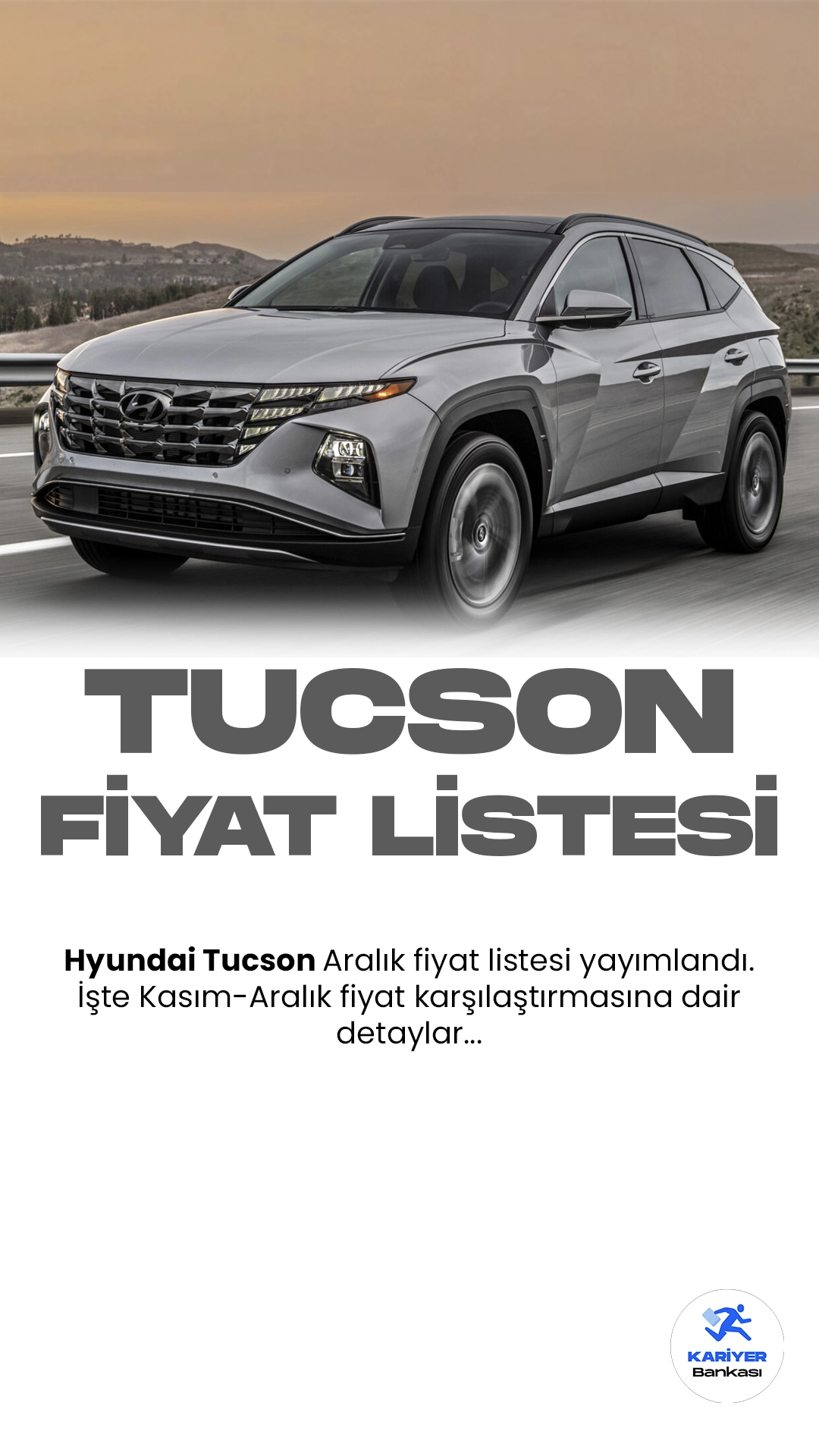 Hyundai Tucson Aralık 2023 Fiyat Listesi Yayımlandı.Hyundai, güçlü performansı ve şık tasarımıyla öne çıkan Tucson modelini yenileyerek otomobil tutkunlarını kendine çekmeye devam ediyor. Yenilenen Tucson, dinamik çizgileri ve modern detaylarıyla dikkat çekiyor. Yüksek teknoloji özellikleriyle donatılan araç, sürücü asistan sistemleri ve güvenlik donanımlarıyla öne çıkıyor.