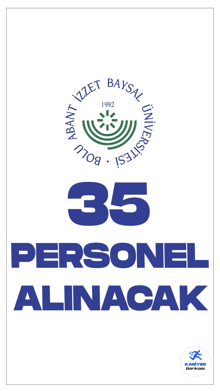 Bolu Abant İzzet Baysal Üniversitesi 35 Personel Alımı Yapacak. İlgili alım duyurusunda, Bolu Abant İzzet Baysal Üniversitesine büro personeli, destek personeli, koruma ve güvenlik görevlisi, destek personeli(temizlik görevlisi), sağlık teknikeri, tekniker, teknisyen, spor uzmanı ve programcı unvanlarında sözleşmeli personel alımı yapılacak.