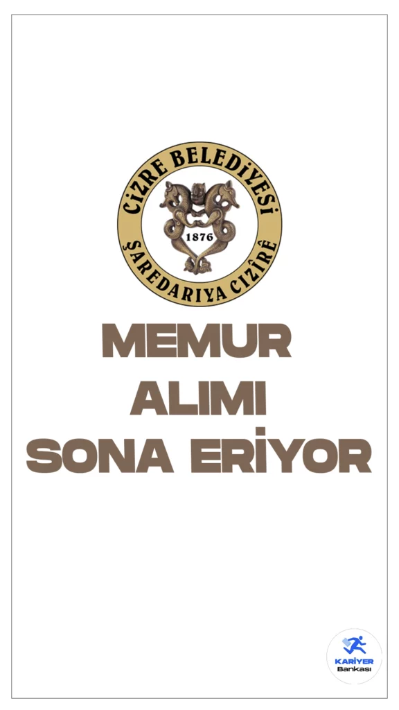 Cizre Belediyesi 40 Memur Alımı Başvuruları Sona Eriyor.Cumhurbaşkanlığı SBB’de yayımlanan duyuruya göre, Cizre Belediyesi zabıta memuru ve itfaiye eri pozisyonları için memur alımı yapacak.Başvuru yapacak adaylarda KPSS’den 60 puan almış olma şartı aranırken, adayların belirtilen şartları dikkatle incelemesi gerektiği kaydedildi.