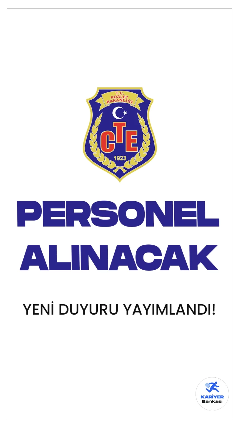 Adalet Bakanlığı CTE 60 Personel Alımı Yapacak. Resmi Gazete'de yayımlanan duyuruya göre, Adalet Bakanlığı Ceza ve Tevkifevleri Genel Müdürlüğüne sosyal çalışmacı, veteriner, mühendis (inşaat, gıda, makine, ziraat), diyetisyen ve fizyoterapist olmak üzere 24 şehirde sözleşmeli personel alımı yapılacak.