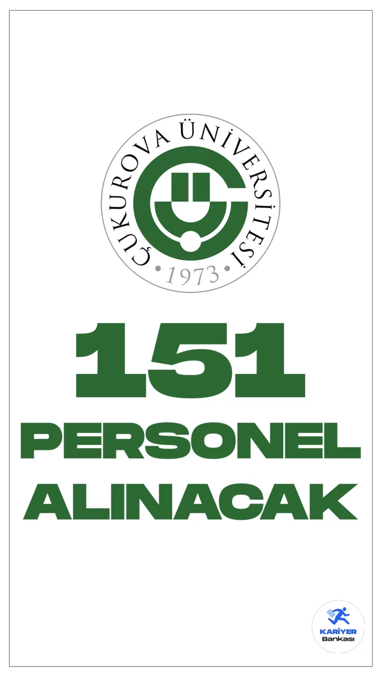 Çukurova Üniversitesi 151 Personel Alımı Yapacak. Cumhurbaşkanlığı SBB'de yayımlana duyuruda, Çukurova Üniversitesine sağlık teknikeri, diğer sağlık personeli, büro personeli, destek personeli(aşçı, şoför, temizlik), koruma ve güvenlik görevlisi, teknisyen(elektrik, iklimlendirme ve soğutma, inşaat), mütercim tercüman ve gemi adamı ünvanlarında sözleşmeli personel alımı yapacak.