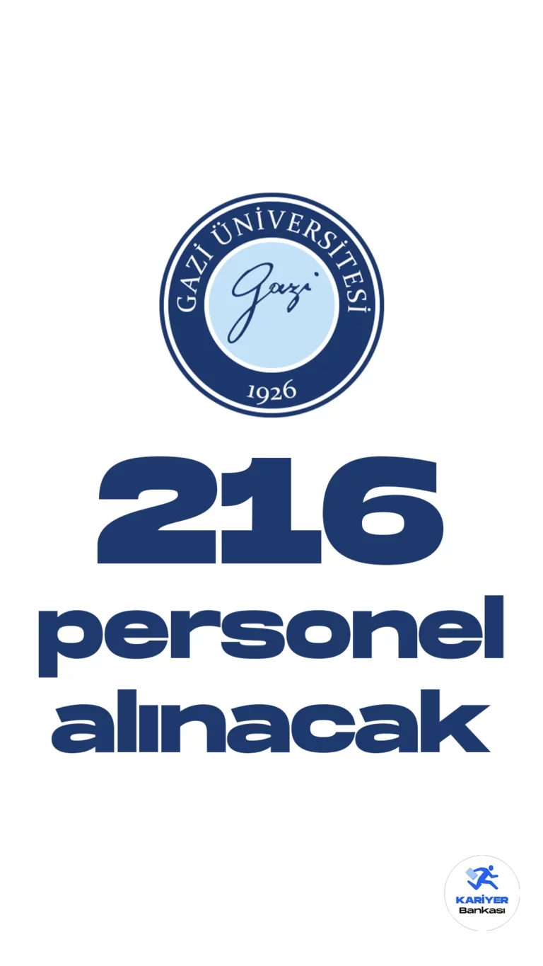 Gazi Üniversitesi 216 Personel Alımı Yapacak. Resmi Gazete'de ve Cumhurbaşkanlığı Strateji ve Bütçe Başkanlığı Kamu ilan sayfasında yayımlanan duyuruya göre, Gazi Üniversitesine biyolog, büro personeli(insan kaynakları, muhasebe, bilgisayar), çözümleyici sistem programcısı, diyetisyen, eczacı, hemşire, koruma ve güvenlik görevlisi, laborant, sağlık fizikçisi, mühendis, psikolog, destek personeli(gassal, hasta bakıcı), sağlık teknikeri(anestezi, tıbbi görüntüleme, tıbbi sekreter, eczane, ameliyathane, patoloji, tıbbi laborant, elektronörofizyoloji), tekniker( elektrik-elektronik, iklimlendirme ve soğutma, makine, biyomedikal), teknisyen( iklimlendirme, tesisat teknolojisi) ünvanlarında olmak üzere sözleşmeli personel alımı yapılacak.