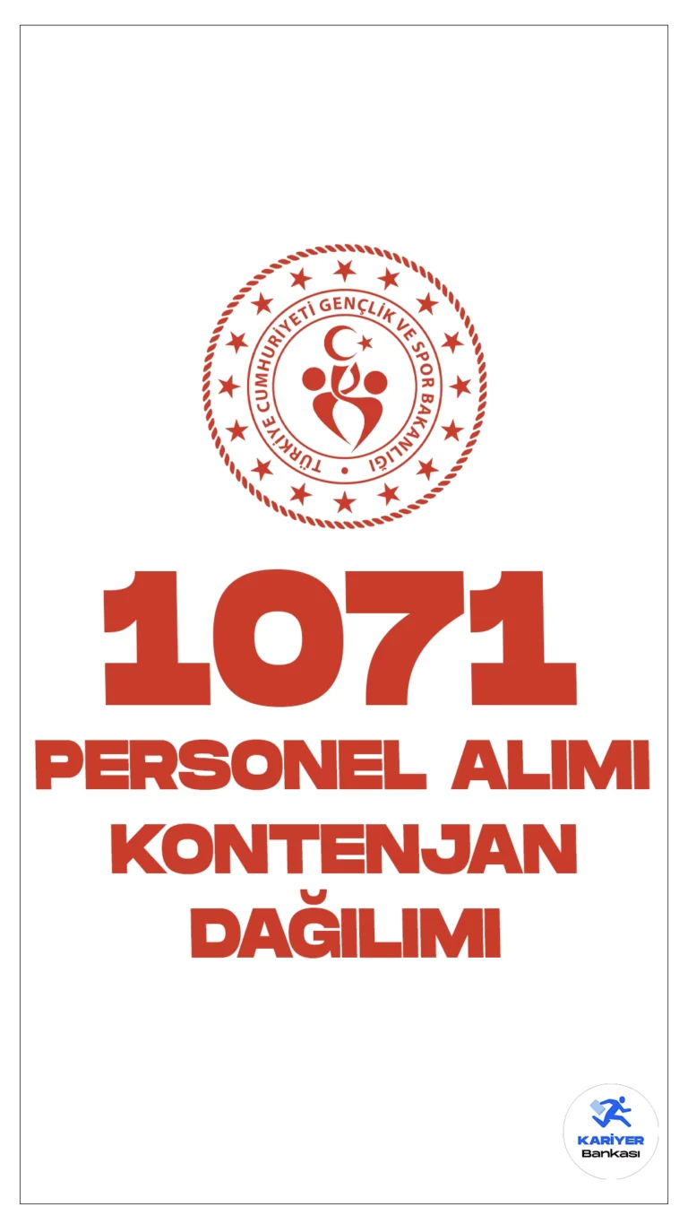 Gençlik ve Spor Bakanlığı 1071 personel alımı illere göre kontenjan dağılımı ve başvuru şartlarına dair tüm detaylar Kariyerbankasi.net'in bu haberinde yer alıyor.