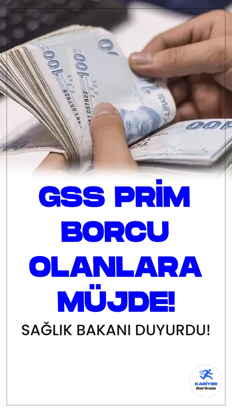 GSS Prim Borcu Olanların Sağlık Hizmetinden Yararlanma Süresi Uzatıldı.Sağlık Bakanı Fahrettin Koca, Genel Sağlık Sigortası (GSS) prim borcu bulunan vatandaşlara müjdeli bir haber verdi. Bakan Koca, GSS prim borcu olanların sağlık hizmetlerinden yararlanma süresinin 31 Aralık 2024 tarihine kadar uzatıldığını açıkladı.