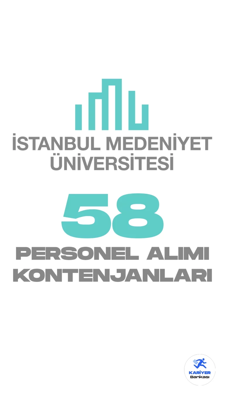 İstanbul Medeniyet Üniversitesi personel alımı başvuruları devam ediyor.Cumhurbaşkanlığı Strateji ve Bütçe Başkanlığı Kamu ilan sitesinde yayımlanan duyuruda, İstanbul Medeniyet Üniversitesine büro personeli, destek personeli(şoför), kütüphaneci, destek personeli, sağlık teknikeri, mühendis ve teknisyen ünvanlarında sözleşmeli personel alınacağı aktarıldı. Başvurular 14 Aralık 2023 tarihine kadar sürecek.