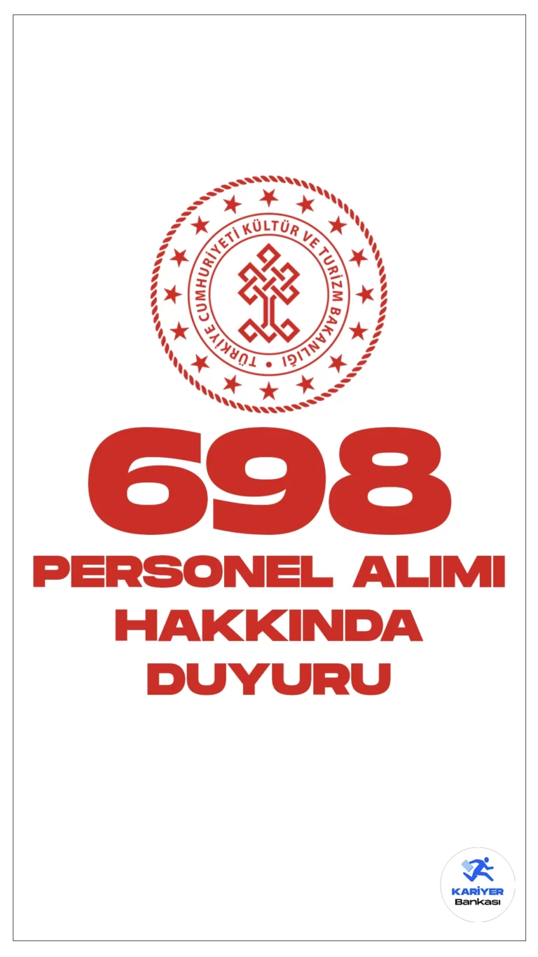 Kültür ve Turizm Bakanlığı 698 Personel Alımı Hakkında Duyuru Yayımlandı.Kültür ve Turizm Bakanlığı sayfası üzerinden yayımlanan duyuruda, 235 sözleşmeli personel alımı sözlü sınav sonuçlarının açıklandığı aktarılırken, 165, 127 ve 171 personel alımı yedek adayları hakkında, atamaya esas belgelerini teslim etmeyen, feragat eden ve kriterleri tutmayan adayların yerine yerleştirilen YEDEK ADAYLARIN listelerinin açıklandığı kaydedildi.