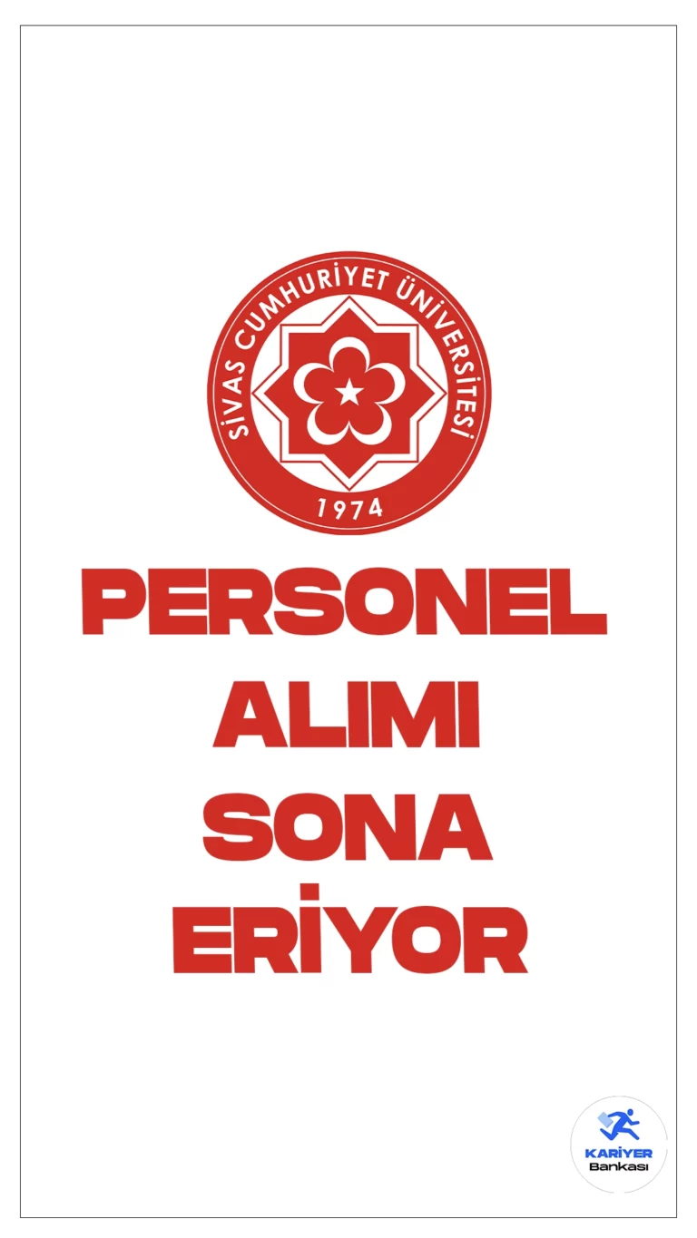 Sivas Cumhuriyet Üniversitesi (SCÜ) personel alımı başvuruları sona eriyor.İlgili alım duyurusuna göre, Sivas Cumhuriyet Üniversitesine büro personeli, destek personeli(itfaiyeci, sıhhi tesisatçı, mobilya döşemecisi, asansörcü, çatı ustası, seramik karo kaplamacısı, boyacı, temizlikçi, garson), diğer sağlık personeli, diyetisyen, eczacı, hemşire, sağlık teknikeri, programcı, tekniker, teknisyen, koruma ve güvenlik görevlisi ünvanlarında personel alınacak.Başvurular yarın(26 Aralık) sona erecek.
