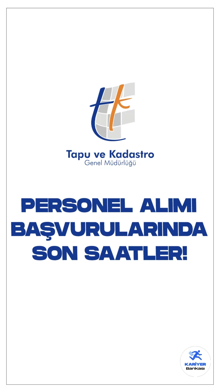 Tapu ve Kadastro Genel Müdürlüğü personel alımı başvurularında son saatlere girildi.Cumhurbaşkanlığı Strateji ve Bütçe Başkanlığı Kamu ilan sitesinde yayımlanan duyuruda, Tapu ve Kadastro Genel Müdürlüğüne tekniker, koruma ve güvenlik görevlisi ünvanlarında olmak üzere  sözleşmeli personel alınacağı aktarılırken, başvuruların bugün(22 Aralık) sona ereceği kaydedildi. Başvuru yapacak adayların genel ve özel şartları dikkatle incelemsi gerekmektedir.