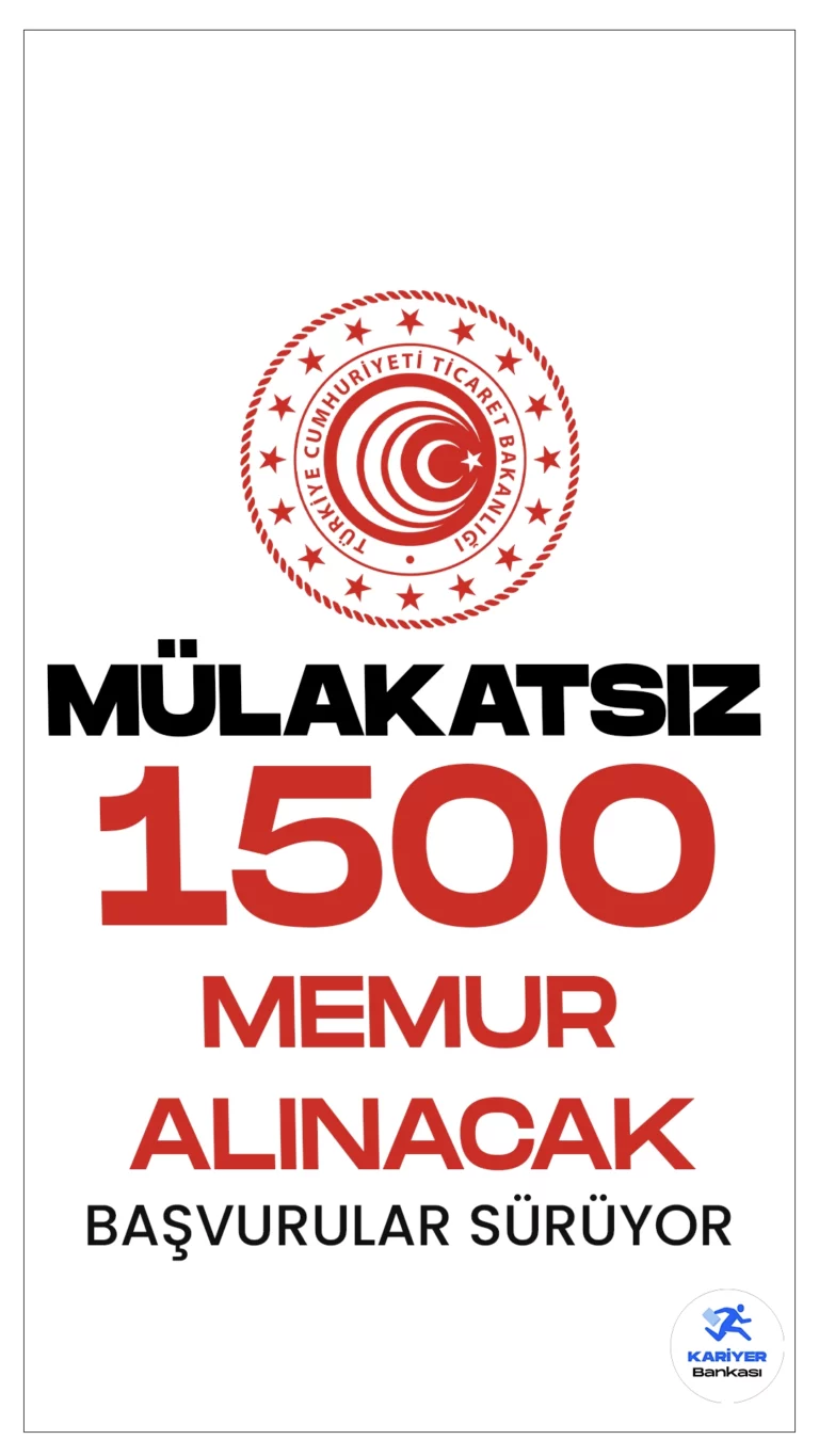 Ticaret Bakanlığı 1500 Memur Alımı için Başvurular Devam Ediyor.KPSS 2023/2 tercih kılavuzunun 20 Aralık'ta yayımlanmasıyla, mülakatsız memur alımı tercihleri ÖSYM sayfasından başladı. Yayımlanan kılavuza göre, Ticaret Bakanlığına 1500 memur alınacak.. İllere göre kontenjan dağılımı ve nitelik kodlarına dair tüm detaylar bu haberimizde yer alıyor.