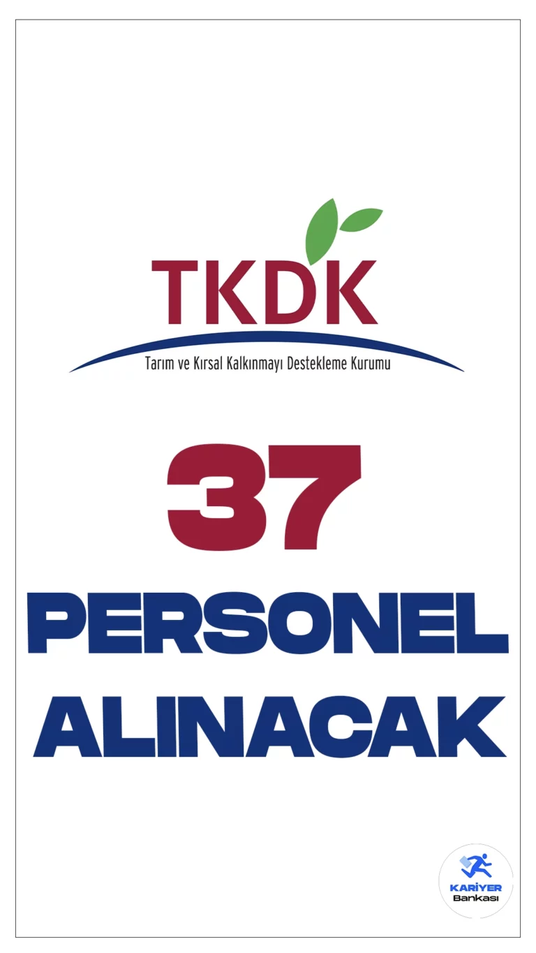 Tarım Bakanlığı TKDK 37 Personel Alımı Yapacak. Resmi Gazete'de ve Cumhurbaşkanlığı SBB'de yayımlanan duyurularda, Tarım ve Kırsal Kalkınmayı Destekleme Kurumu Personel Yönetmeliğinin 6 ilâ 15 inci maddeleri hükümlerine göre açıktan atama yoluyla 4 denetçi ve 27 uzman sözleşmeli personel alımı, 375 Sayılı Kanun Hükmünde Kararnamenin ek 25 inci maddesinin üçüncü fıkrası uyarınca kurumlar arası görevlendirme kapsamında 4 denetçi istihdamı, Yönetmeliğin 39 uncu maddesine göre pozisyon değişikliği kapsamında 2 uzman sözleşmeli personel alımı için yazılı ve sözlü olarak seçme sınavı yapılacaktır." ifadeleri yer aldı.