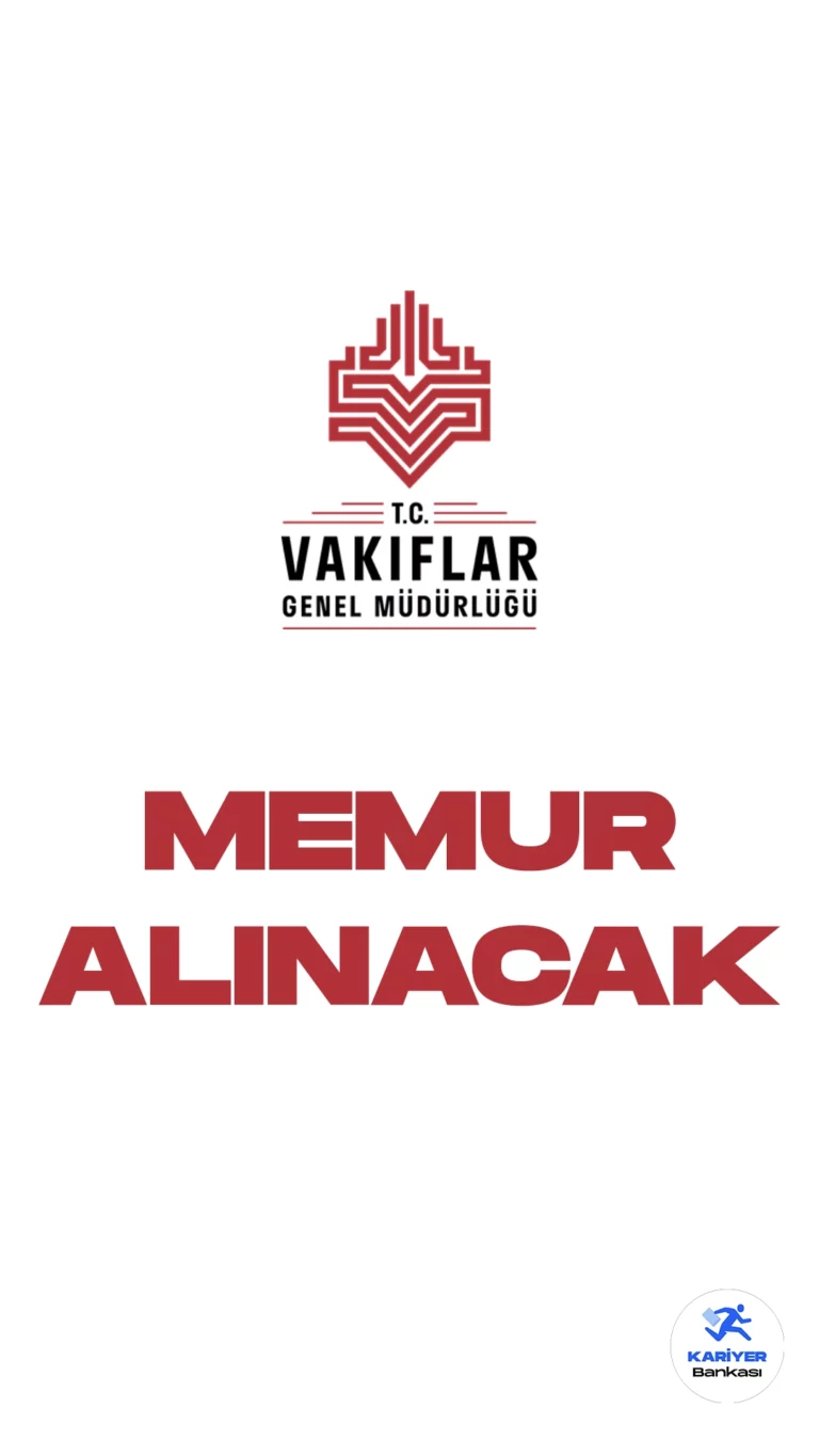 Vakıflar Genel Müdürlüğü (VGM) 15 Memur Alımı Yapacak. Resmi Gazete'de yayımlanan duyuruda, Vakıflar Genel Müdürlüğü Rehberlik ve Teftiş Başkanlığı Ankara Merkez'de görevlendirilmek üzere müfettiş yardımcısı alımı yapılacağı aktarıldı.