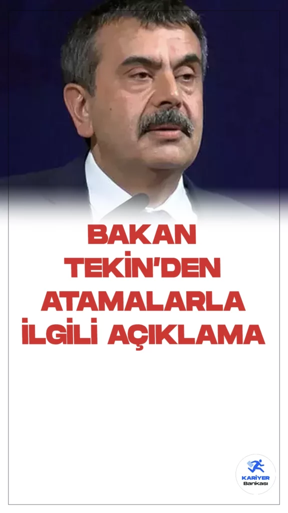 Bakan Yusuf Tekin'den Öğretmen Atamalarıyla İlgili Açıklama Geldi.Milli Eğitim Bakanı Yusuf Tekin, son gelişmeler ve öğretmen atamaları hakkında önemli açıklamalarda bulundu.
