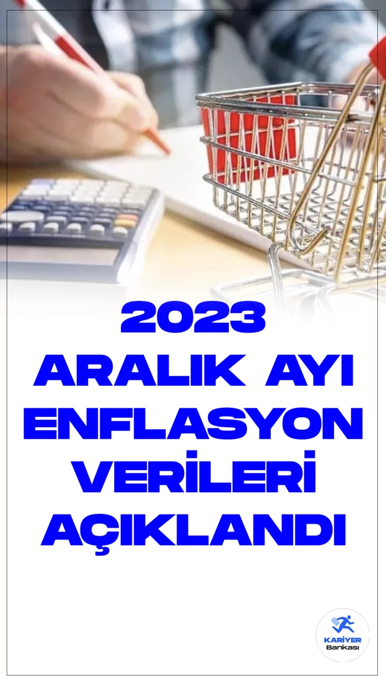 Son Dakika: Türkiye İstatistik Kurumu (TÜİK) Aralık Ayı Enflasyon Verilerini Açıkladı. Türkiye İstatistik Kurumu resmi sayfasından yayımlanan verilere göre, TÜFE Aralık ayında yüzde 2,93 oldu. Yıllık enflasyon aralık 2023'te yüzde 64,77 seviyesinde gerçekleşti.