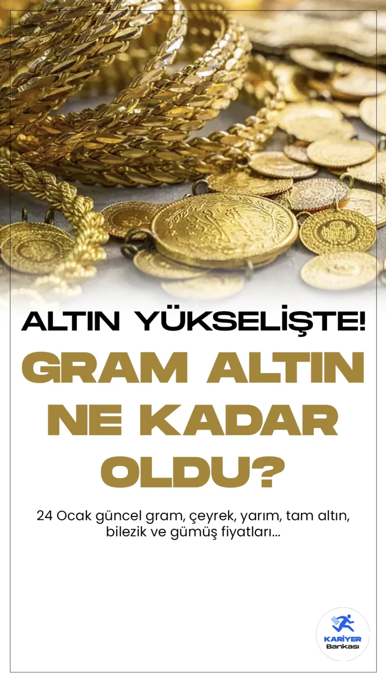 Gram Altın Ne Kadar Oldu? 24 Ocak Altın ve Gümüş Fiyatları...Altın fiyatları yeniden yükselişe geçti. Serbest piyasalara bakıldığında gram altın 1.978,52 TL, çeyrek altın 3.379,91 TL’den işlem görürken, yarım altın 6.759,83 TL, tam altın 13.478,31 TL’den satılıyor.