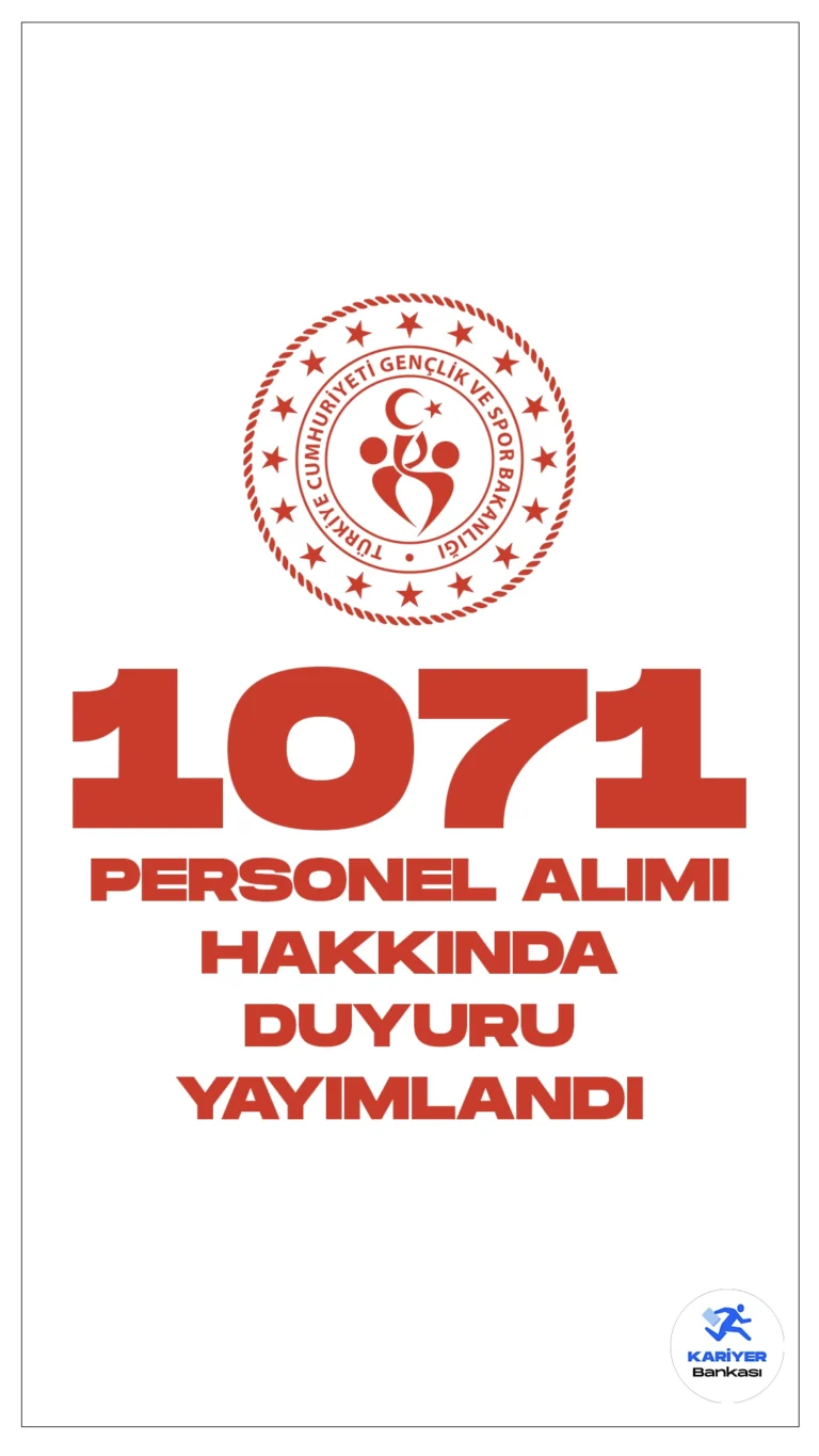 Gençlik ve Spor Bakanlığı (GSB) 1071 Personel Alımı Hakkında Duyuru Yayımlandı. Gençlik ve Spor Bakanlığı sayfasından yayımlanan duyuruda, Bakanlık taşra teşkilatı gençlik merkezi müdürlüklerinde istihdam edilmek üzere, boş bulunan sözleşmeli Gençlik Çalışanı pozisyonları için sözlü sınava girerek katılmaya hak kazanan adayların başvuru sonuçlarının açıklandığı aktarıldı.